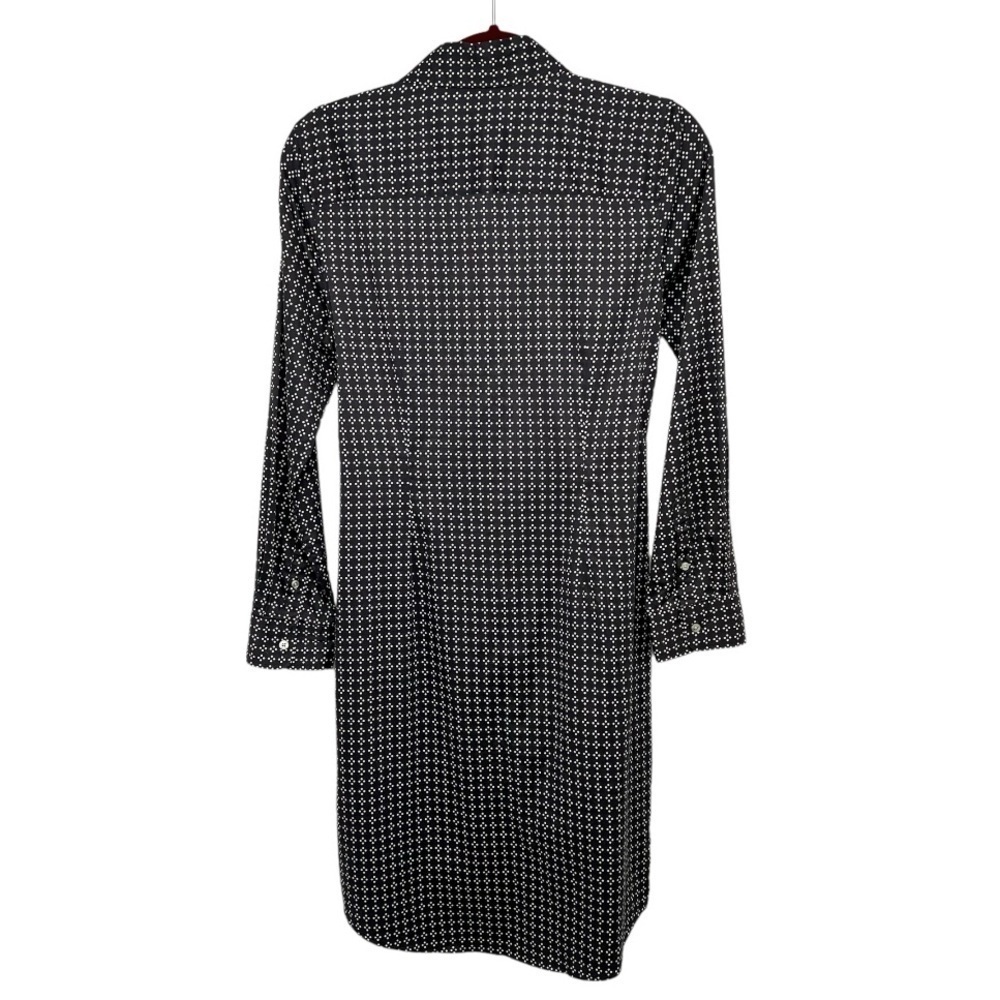 Untuckit Mikael Black Print Cotton Blend Long Sleeve Casual Shirt Dress Women 8 - Picture 7 of 11